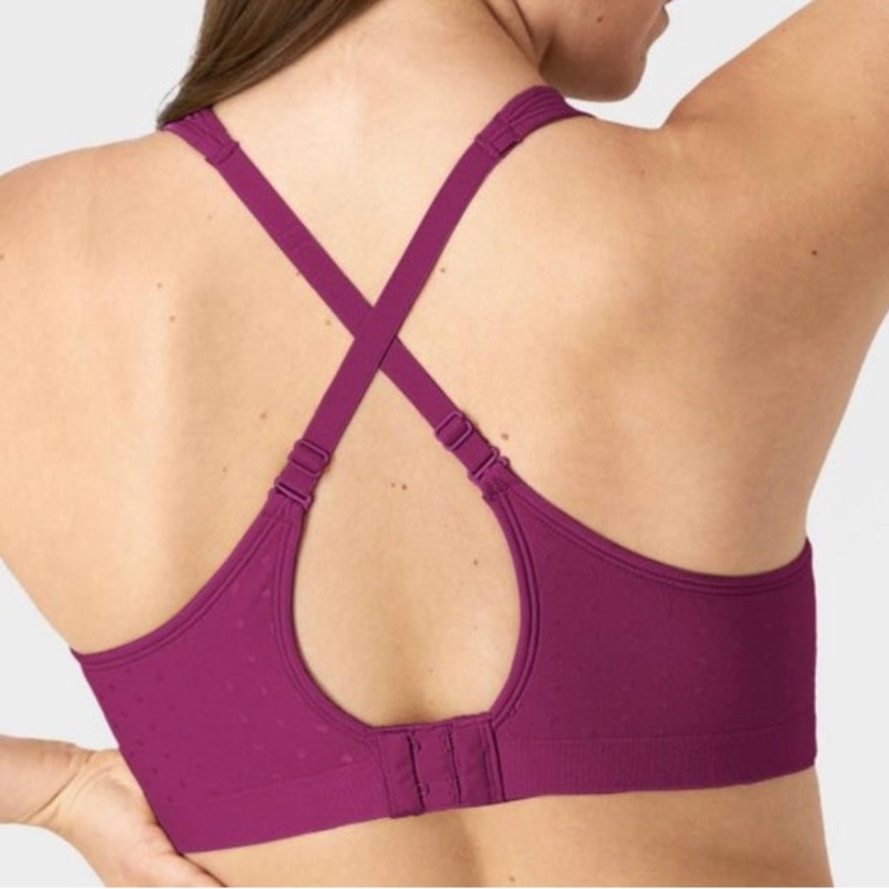 Beauty by Bali Polka Dot Purple Wirefree Comfort Bra - Picture 4 of 8